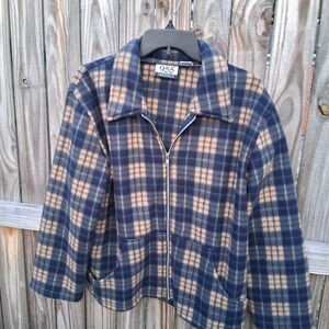 Cozy Womens Plaid Jacket - Blue and Tan